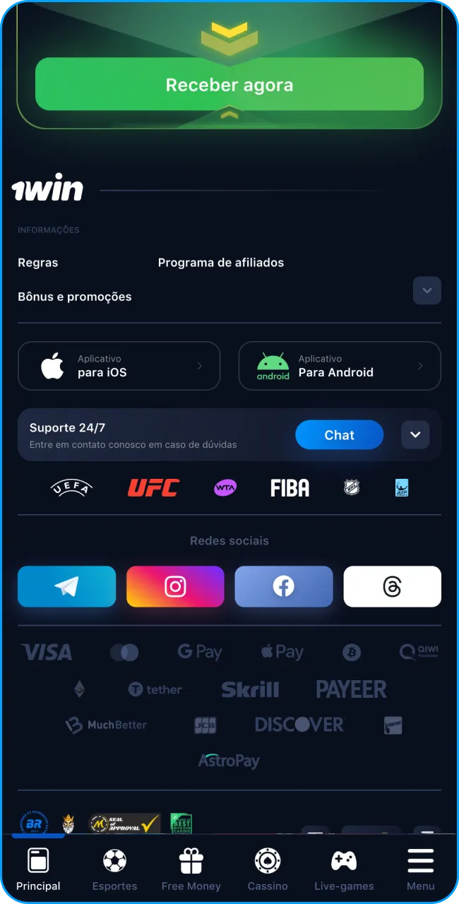 Baixe agora o aplicativo oficial 1win.