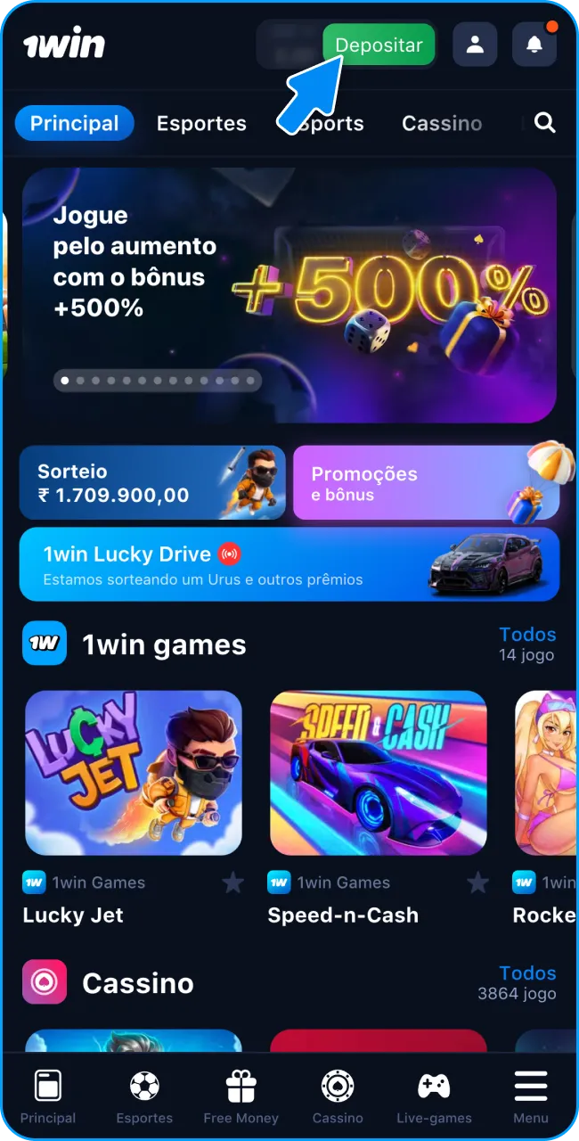 Clique e deposite com segurança na 1win.